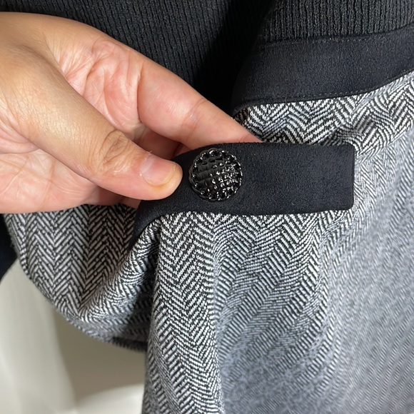 Karl Lagerfeld mock neck knit midi sweater dress herringbone print skirt size 14 - Picture 3 of 10